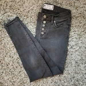 Free People High Waisted Button Up Jeans